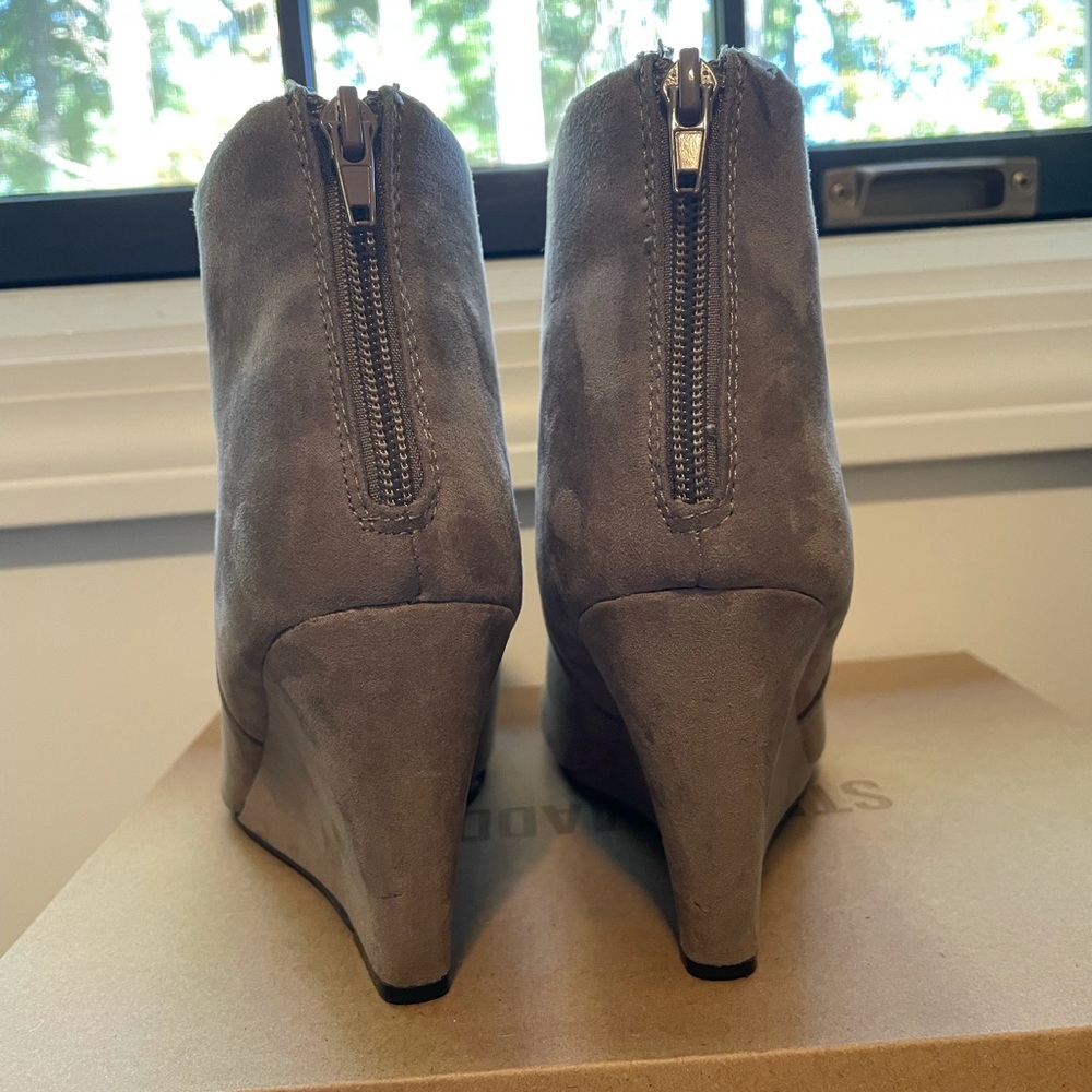 Wedge faux suede booties